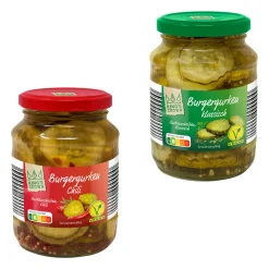 KING'S CROWN Burgergurken in Scheiben* Gemüsekonserven Bei Aldi Nord.|Vegane Fertigprodukte & Vorräte Bei Aldi Nord.