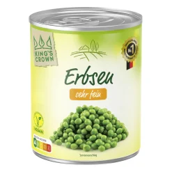 KING'S CROWN Erbsen* Gemüsekonserven Bei Aldi Nord.|Vegane Fertigprodukte & Vorräte Bei Aldi Nord.