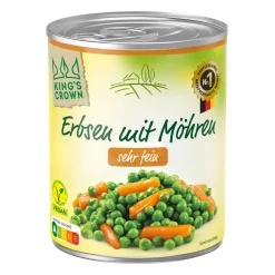 KING'S CROWN Erbsen mit Möhren* Gemüsekonserven Bei Aldi Nord.|Vegane Fertigprodukte & Vorräte Bei Aldi Nord.