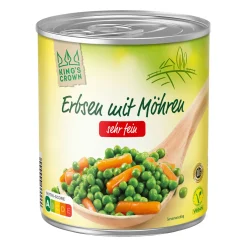 KING'S CROWN Erbsen mit Möhren* Gemüsekonserven Bei Aldi Nord.|Vegane Fertigprodukte & Vorräte Bei Aldi Nord.