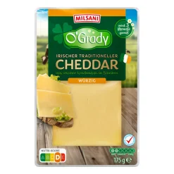 MILSANI Irischer Cheddar* Scheibenkäse & Geriebener Käse Bei Aldi Nord.