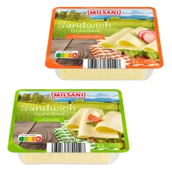 MILSANI Sandwich-Scheiben* Scheibenkäse & Geriebener Käse Bei Aldi Nord.