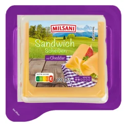 MILSANI Sandwich-Scheiben* Scheibenkäse & Geriebener Käse Bei Aldi Nord.