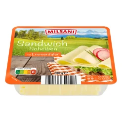 MILSANI Sandwich-Scheiben* Scheibenkäse & Geriebener Käse Bei Aldi Nord.