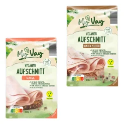 MYVAY Veganer Aufschnitt* Wurstaufschnitt & Streichwurst Bei Aldi Nord.|Vegane Fertigprodukte & Vorräte Bei Aldi Nord.